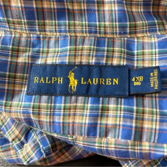 POLO Ralph Lauren Men's Button Down Shirt Plaid Blue Green Size 4XB - Picture 3 of 7